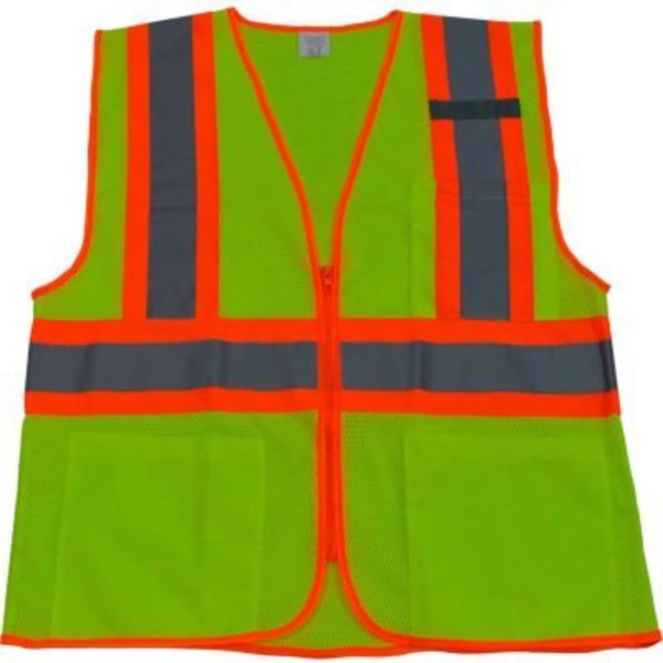 Petra Roc Inc Petra Roc Two Tone DOT Safety Vest, ANSI Class 2, Polyester Mesh, Lime/Orange, 4XL/5XL LVM2-CB1-4X/5X